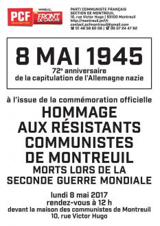 Hommage aux résistants communistes de Montreuil morts lors de la Seconde Guerre mondiale